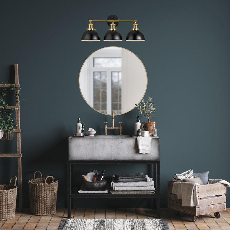 Éclairage de salle de bain à intensité variable à 3 lumières Sumler, Noir mat / or