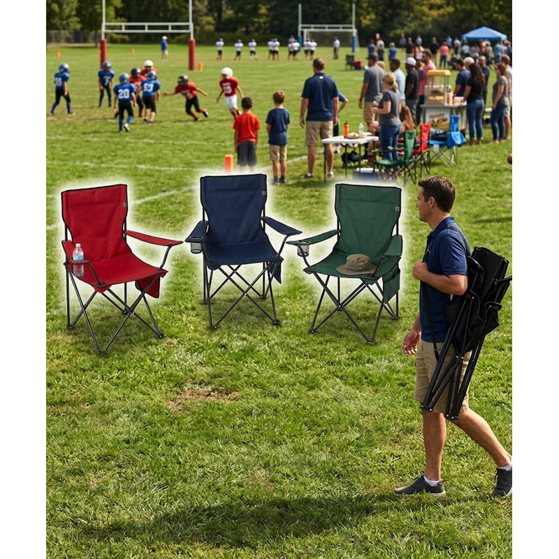 20" X 20" Camping Chair, Black, Black