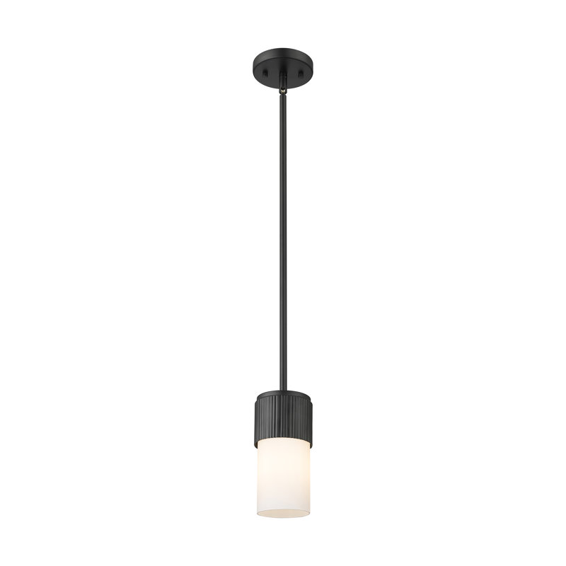 Maiza 1 - Light Single Drop Pendant Pendant, Matte White, 7" H x 4" W x 4" D, Matte Black