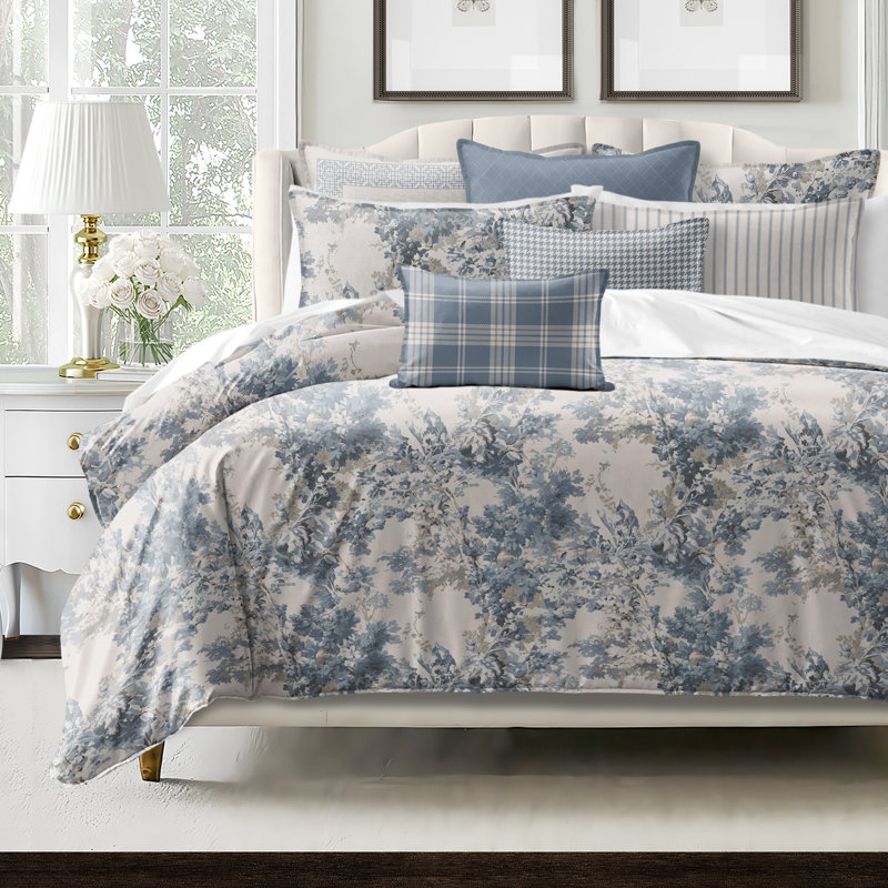 Dolce  Blue Fog Cotton Coverlet Set  8 Piece, Super King Coverlet + 7 Additional Pieces
