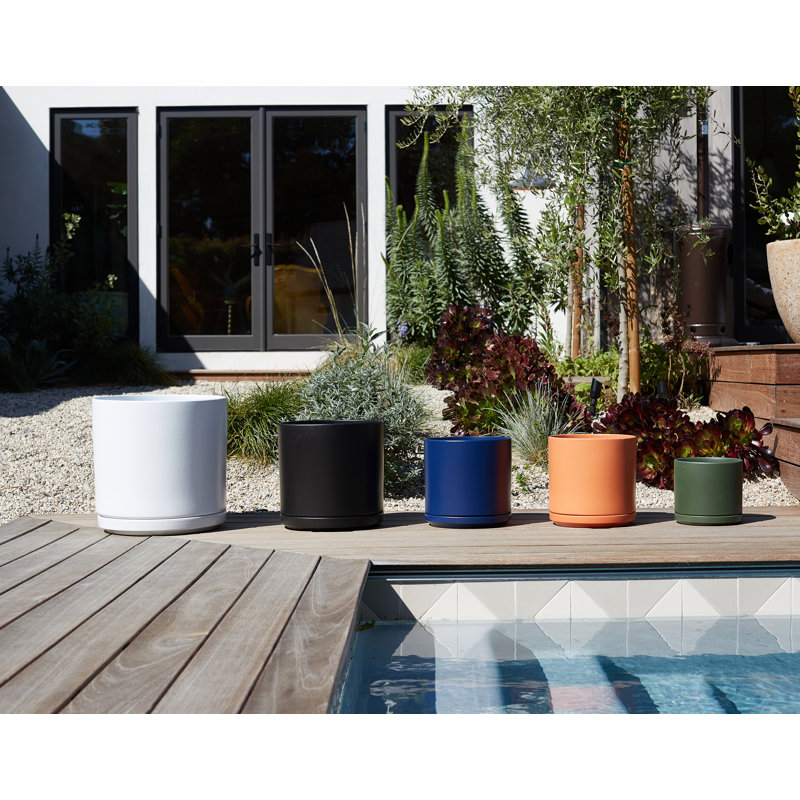 Pot de fleurs en céramique Cheryl, H 9,75 po x l 10,5 po x P 10,5 po, Rouille