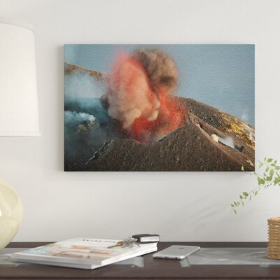 Strombolian Eruption of Stromboli Volcano Producing Ash Cloud, Volcanic Bombs and Lava, Italy' Photographic Print Canvas -  East Urban Home, 08D56D94F02E450EA47C638BC2E1A7AB