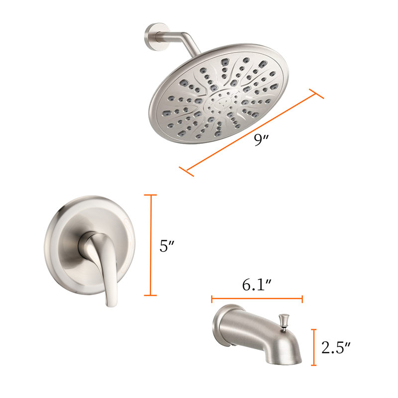 All-In-One Kit with Rough in-Valve, Brushed Nickel 