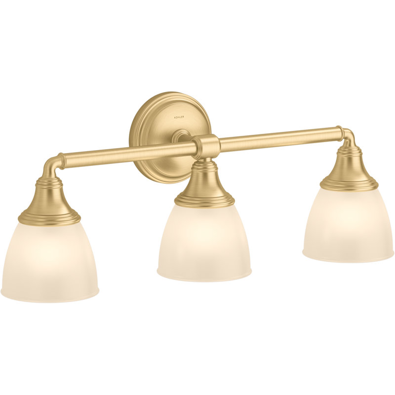Devonshire 3 Light Indoor Bathroom Vanity Light Fixture, Position Facing Up or Down, UL Listed, Gold
