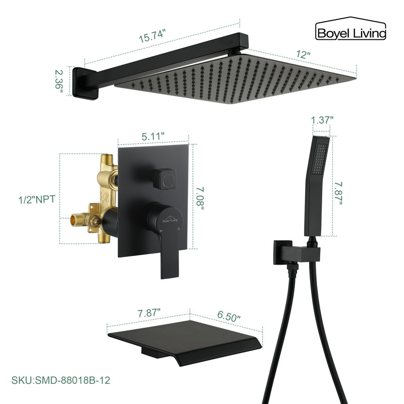 All-In-One Kit with Rough in-Valve, Matte Black