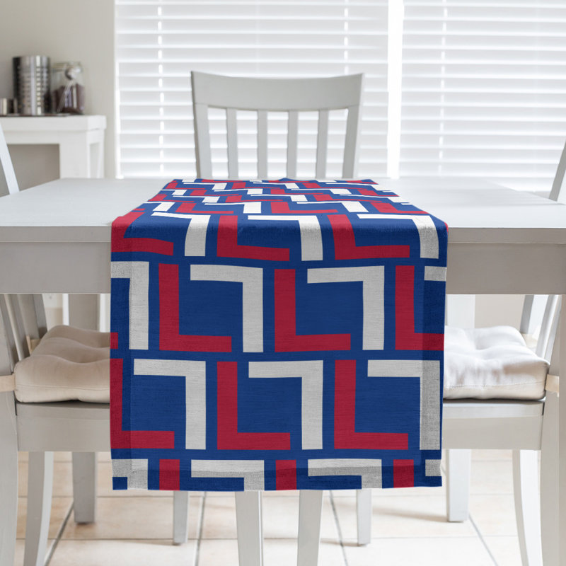 Chemin de table Carolina, 90 po x 16 po, Coton, Bleu / Rouge / Blanc