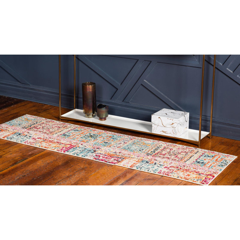 Ector Washable Abstract Indoor Rug, Runner 2' x 6'7"
