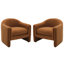 Esly Upholstered Modern Curved Rusted Orange Boucle Barrel Accent Chair-807109100
