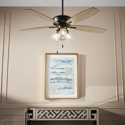 52"" Evangeline 5 - Blade Standard Ceiling Fan with Pull Chain and Light Kit Included -  Breakwater Bay, 192BFE9F154142F782E71D7F8ED4C85D