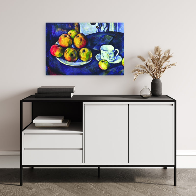 Nature morte avec pommes, impression d'art classique classique contemporain violet, H 16 po x l 24 po