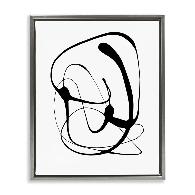 «Black Modern Swirl Floater» par Lanie Loreth, Cadre flottant gris lustré, H 31 po x l 25 po
