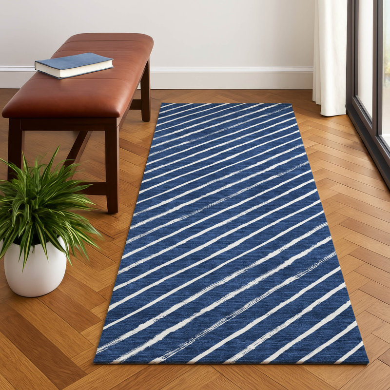 Premium Machine Washable Dockside AMF1819 Striped Holiday Rug, Runner 2'3" x 7'6"