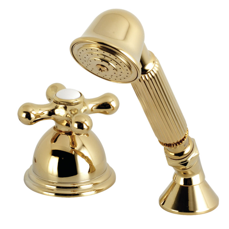 Kingston Brass Deck Mount Hand Shower with Diverter for Roman Tub Faucet, Polished Brass