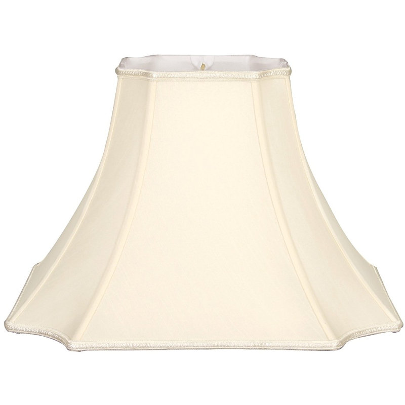 Abat-jour cloche en soie / shantung (araignée), Blanc, H 9,5 po x l 12 po x P 16 po