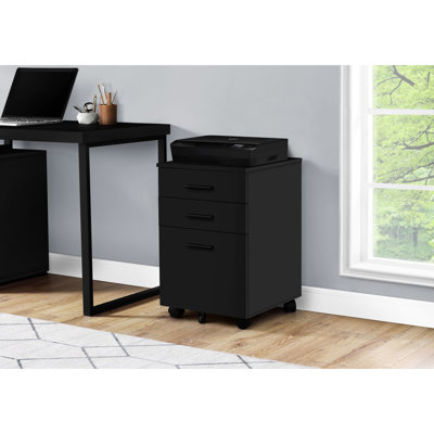 Tiroir classeur contemporain, stratifié noir pour armoire de travail avec mouvement, option
