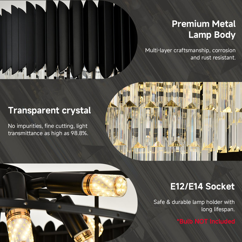 Algenis Crystal Chandelier, 45cm H x 78cm W x 78cm D