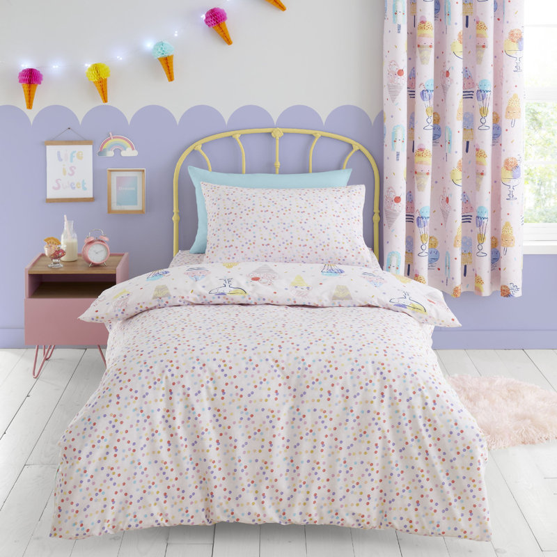 Ice Cream Fundae Reversible Duvet Cover Set with Pillowcases, Junior - 1 Standard Pillowcase