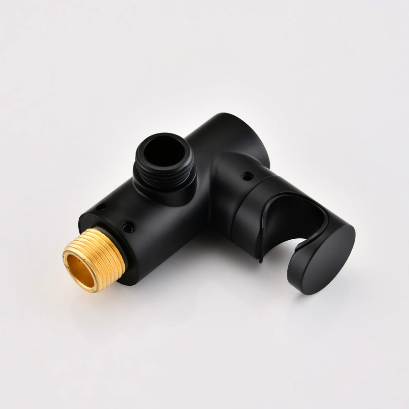 Robinet de douche à poignée simple noir mat - 2 têtes, débit d'eau réglable, Noir mat