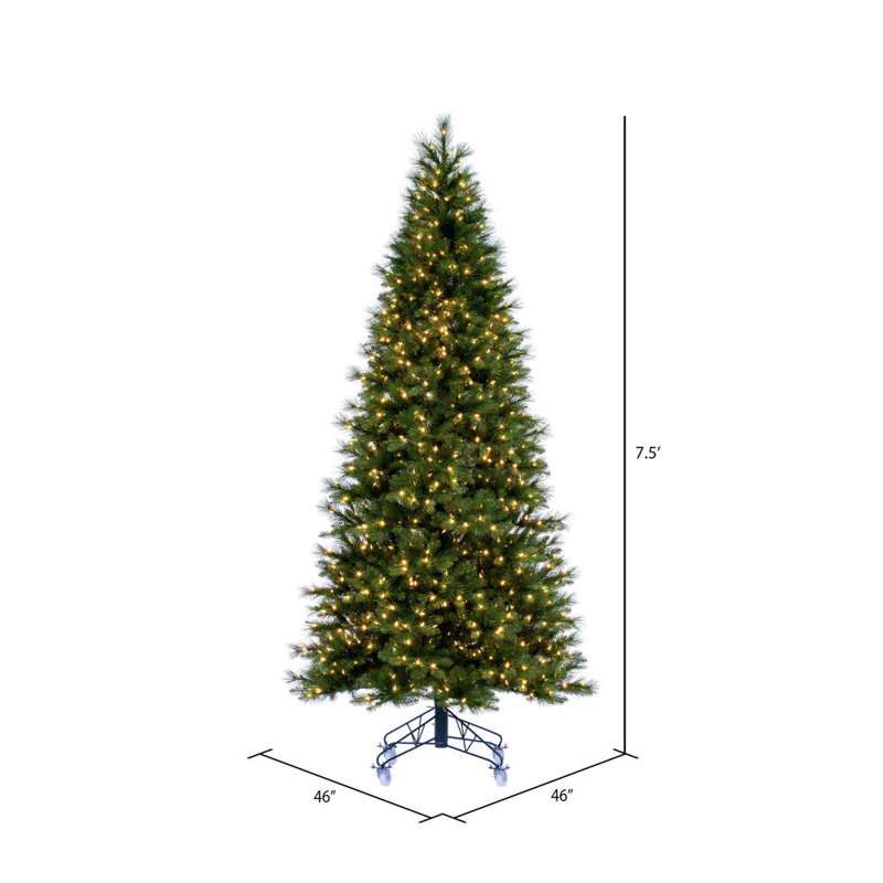 Gioele 7.5' Lighted Artificial Pine Christmas Tree