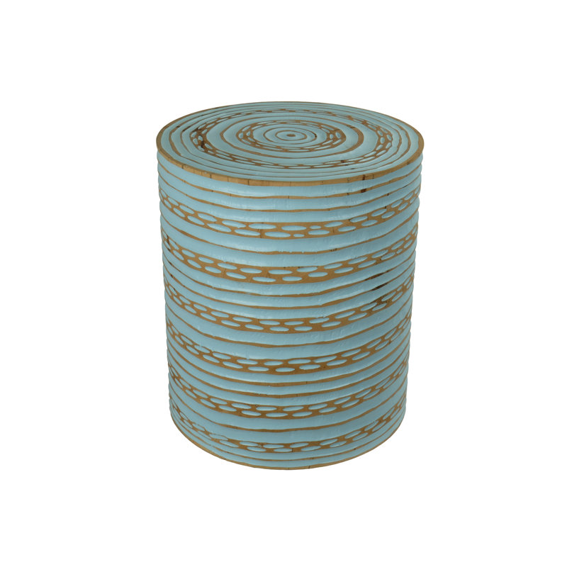 Mayne Solid Wood Accent Stool, Blue
