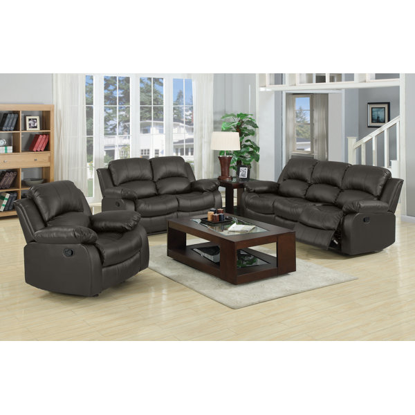 Lark Manor Angelese 3 - Piece Vegan Leather Reclining Living Room Set &  Reviews | Wayfair