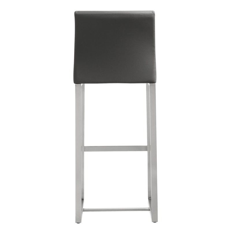 Upholstered Bar Stool, Grey/Silver, 78cm