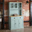 Buffet de cuisine autoportant avec huche, tiroirs, portes en verre et tablettes réglables Light Pantry