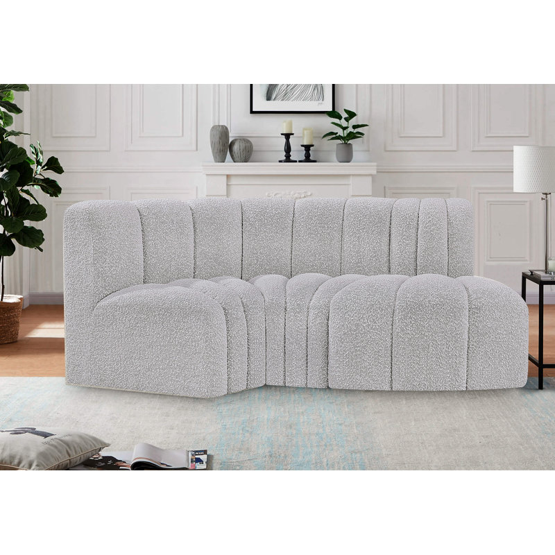 Canapé et chaise rembourrés Hubertus, Tissu gris bouclé