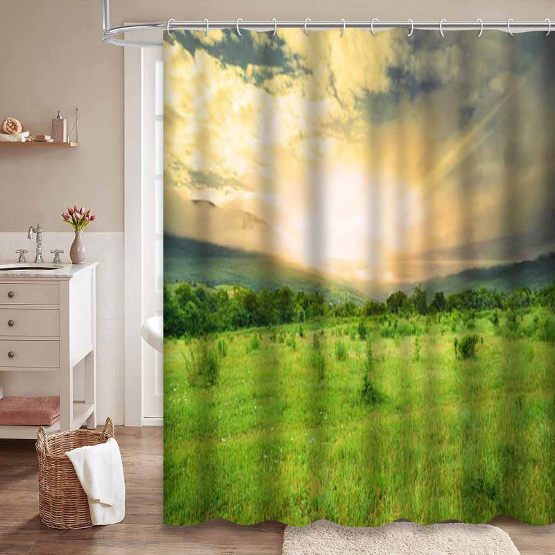 Rideau de douche avec 12 crochets Sunset, L 72 po x l 78 po