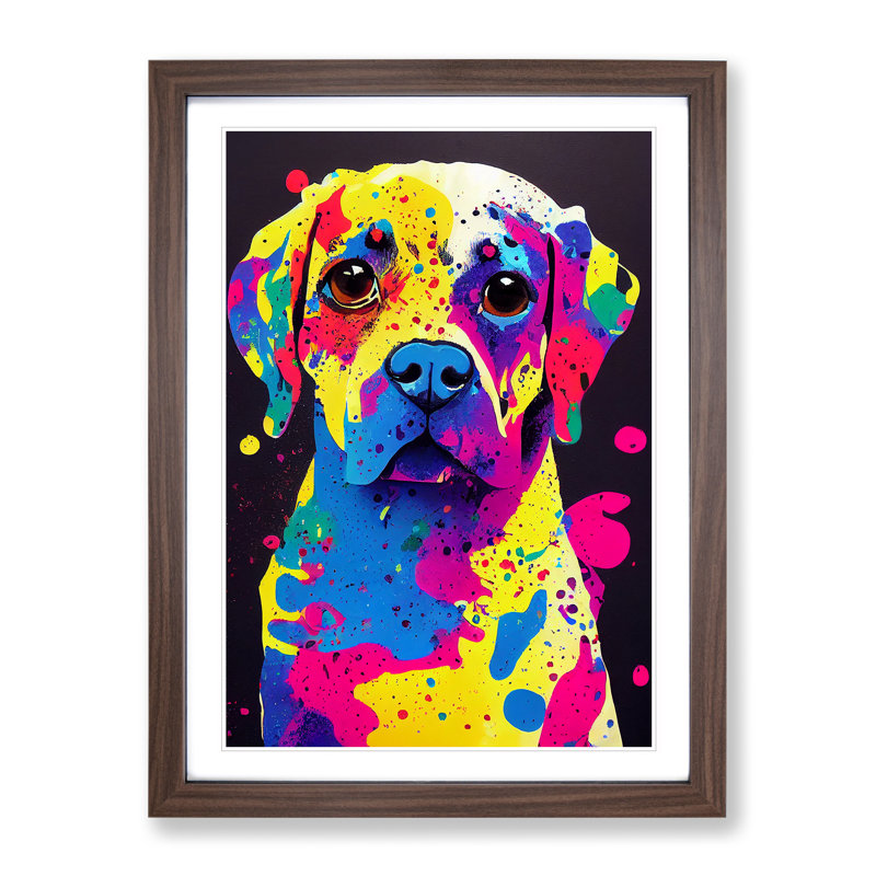 Dog Paint Splash No.7 - Framed Print, 46cm H x 34cm W, Brown