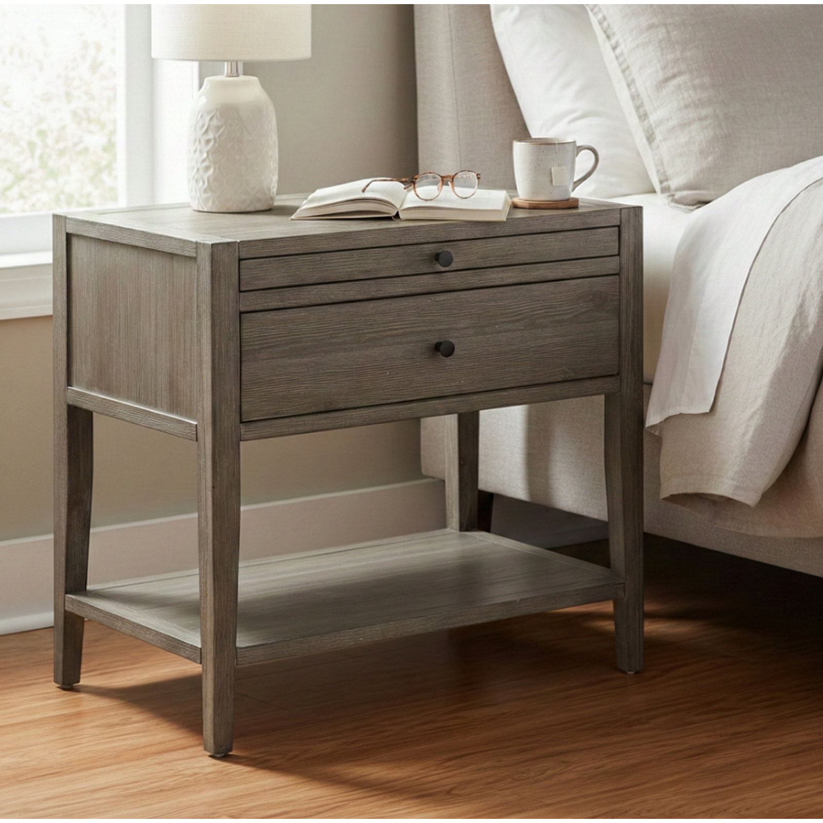 Pecor 1-Drawer 25" Nightstand, Weathered Gray