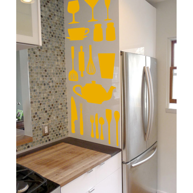 Décalcomanie murale de cuisine, H 37 po x l 29 po x P 0,01 po, Jaune signalisation