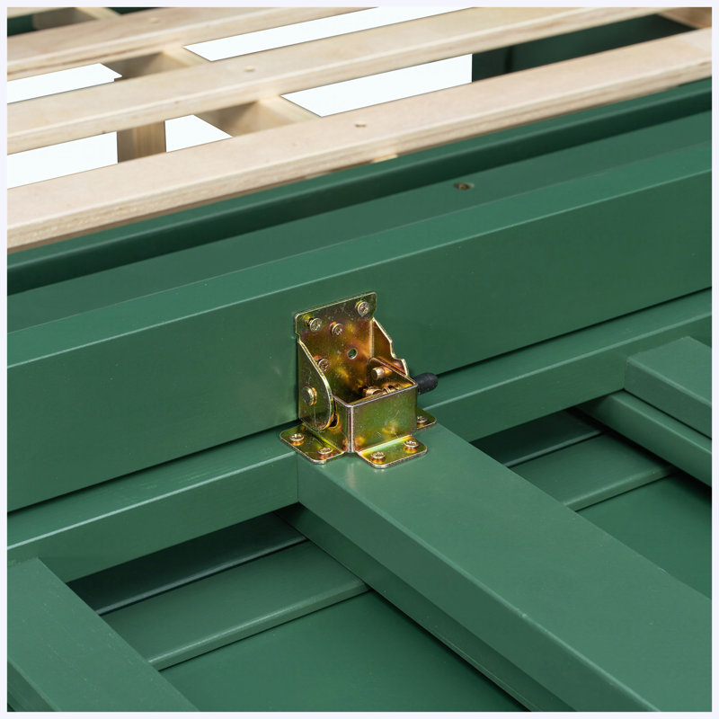 Grand lit escamotable avec grands tiroirs de rangement, conception peu encombrante, finition verte