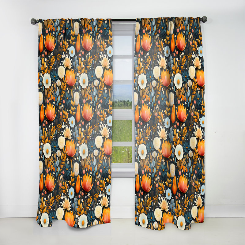 Mod Botanicals - Rideau en velours Mid-Century - obscurcissant - 1 panneau, L 52 po x L 95 po