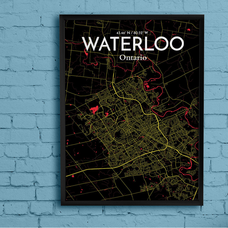 Waterloo City Map - No Frame Print, 43 cm H x 28 cm W