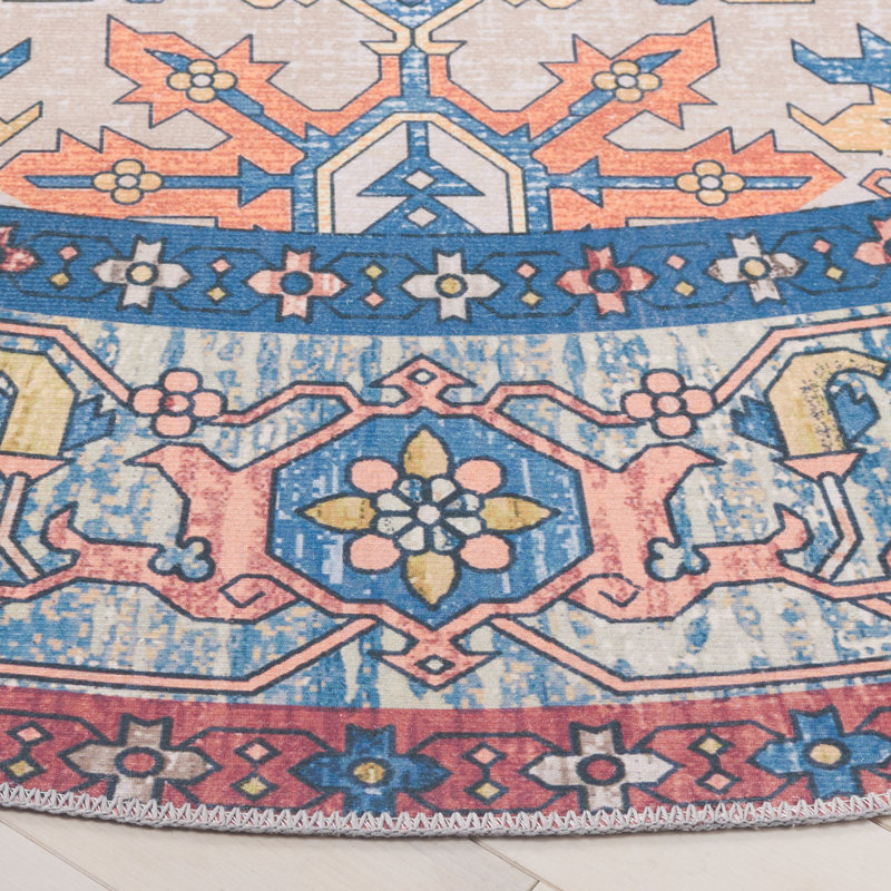 Alisha Area Rug with Non-Slip Backing, Round 6'