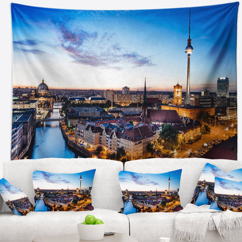 Paysage urbain photo berlin panorama tapisserie panorama, H 68 po x l 80 po