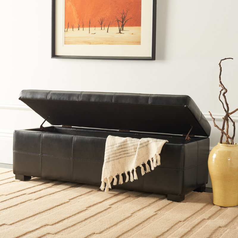 Banc de rangement rembourré Maiden, Similicuir noir