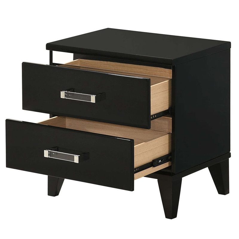 Table de chevet durable à 2 tiroirs avec queue d'aronde anglaise et arrêt de sécurité, parfaite pour le rangement organisé et la conception élégante