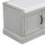 Banc de rangement à 2 tiroirs en gris délavé avec coussin de rangement.