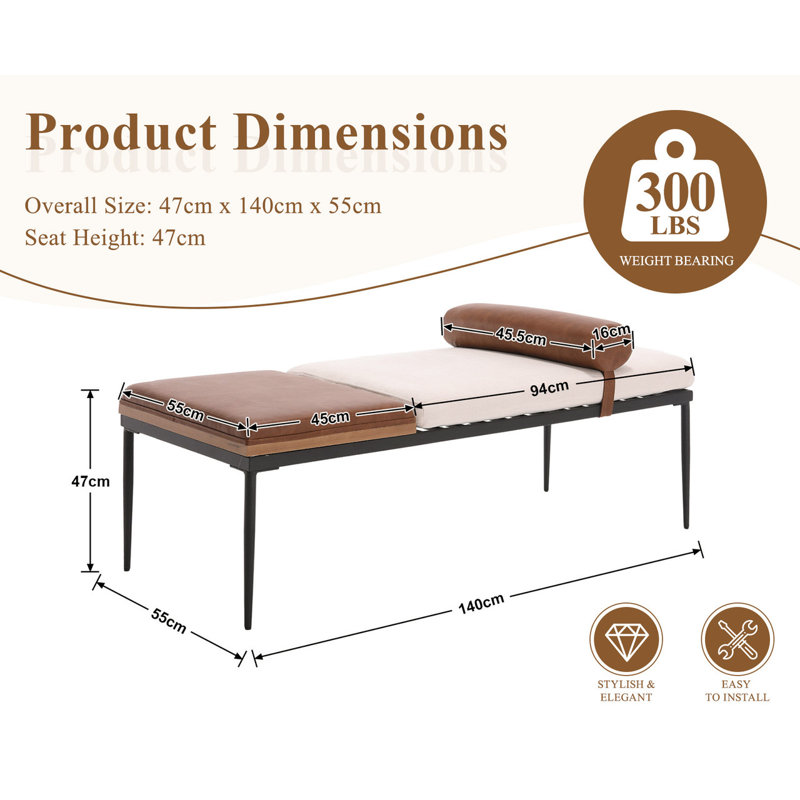 Tavione Linen Upholstered Bench, Brown