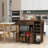 Kitchen Island Cart With Drop-leaf & Power Outlet Rolling Kitchen Cart On Wheels With Microwave Shelf Glass Holder-1989573738