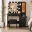 Bureau de coiffeuse avec miroir et lumières, coiffeuse de maquillage avec 5 tiroirs et organisateur de bijoux caché-2001955780