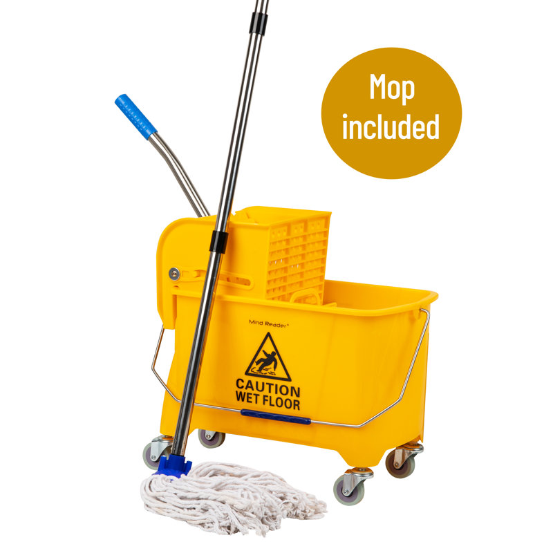 Ensemble de seau avec essoreuse et vadrouille Mind Reader, 22 pte (5,5 gallons), nettoyage de plancher, roues