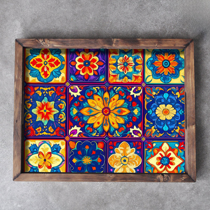 Elegant Solid Wood Tray, 18.9 x 15.0 x 1.6 inches | UV Printed on 0.2-inch Thick MDF | Perfect for Serving, Organizing, and Home Décor | Durable and Stylish Design for Any Occasion