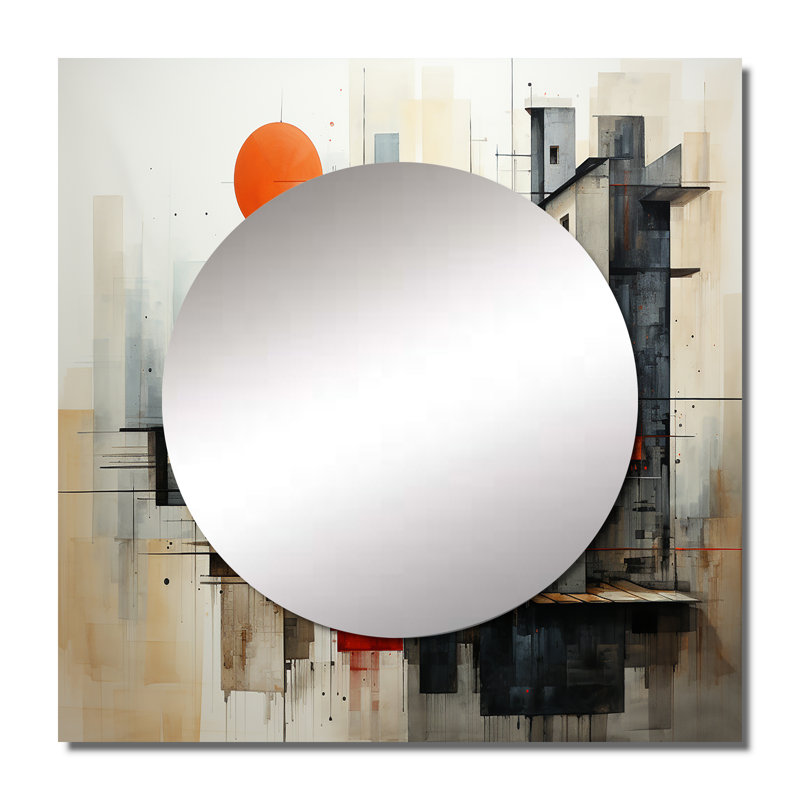 Meint - miroir mural carré abstrait, art mural pour salle de bain, 36 po x 36 po