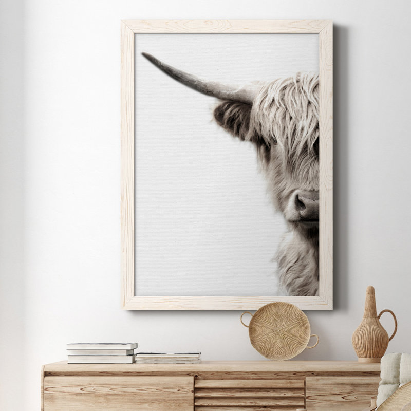 Highland Bovins - Toile encadrée de qualité supérieure - prête à être accrochée, H 24 po x l 18 po x P 1,5 po, Blanc
