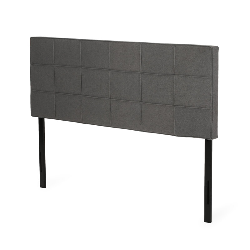 King/ King Sized Headboard: Modern Waffle, Piped Edges, Adjustable Height 48.5 - 53 In, Charcoal Grey Upholstery Bed Stylish Waffle Stitch, In Adjustable,