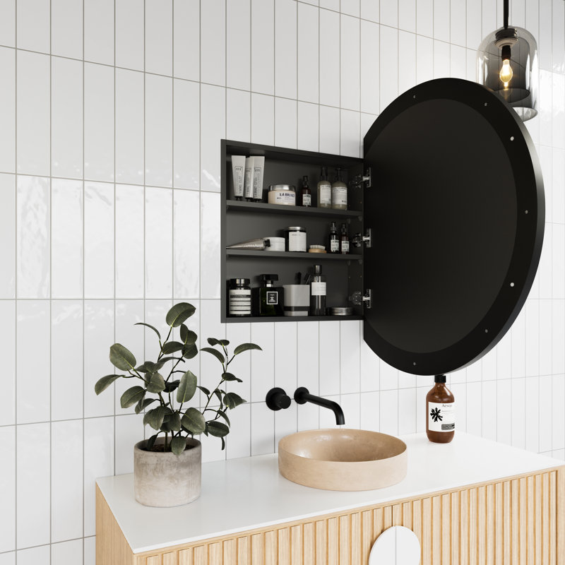 Recessed or Surface Mount Framed Medicine Cabinet, Black