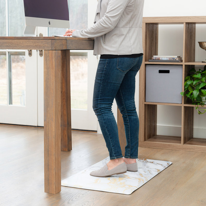 Gold and White Marble Anti-Fatigue Kitchen Mat, 20" x 36"
